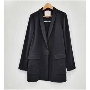 Anthropologie Cartonnier Women’s Sz M Black Crepe Blazer Single Button Beatrice